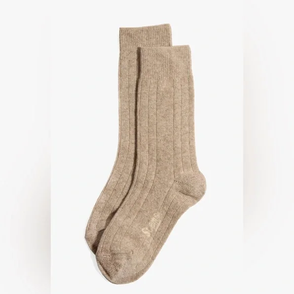 🤎STEMS🤎Lux Cashmere & Wool Crew Socks with Gift Box in Oat/NWT - Picture 2 of 6